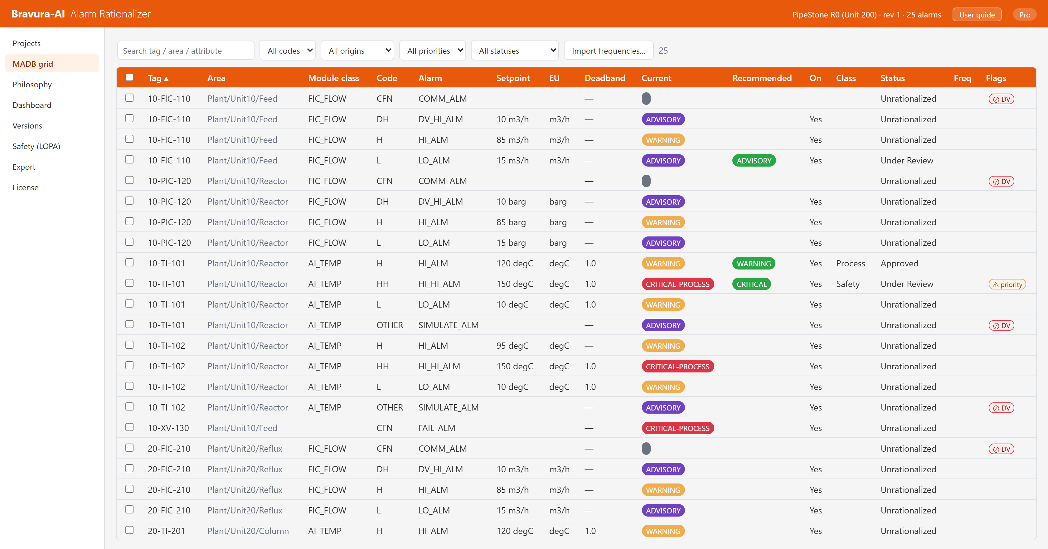 Master Alarm Database auto-built from a DeltaV FHX export