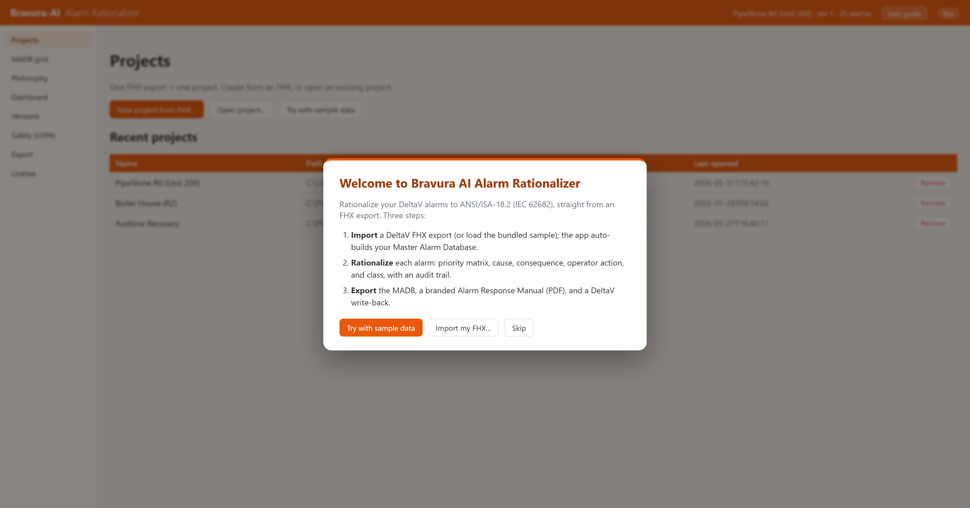 First-run welcome and onboarding walkthrough